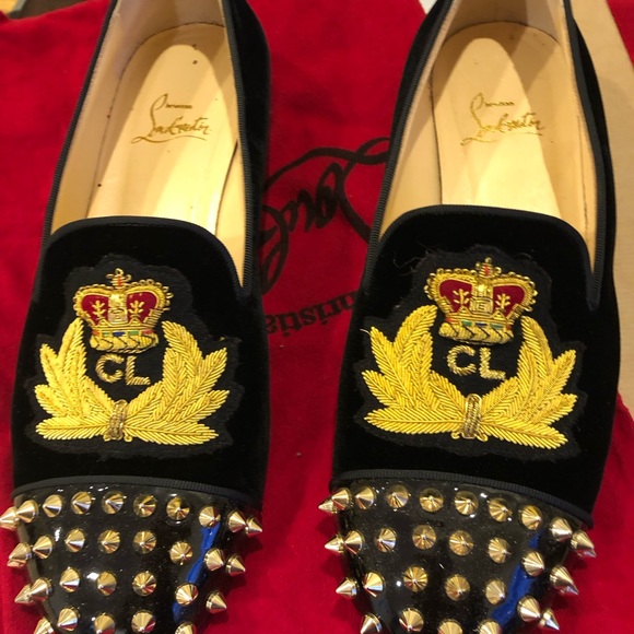 Christian Louboutin gold spikes beatiful loafers good pre own condition 39 - Picture 3 of 15